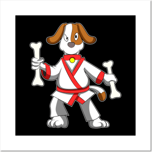 Dog at Martial arts Karate with Bone Posters and Art